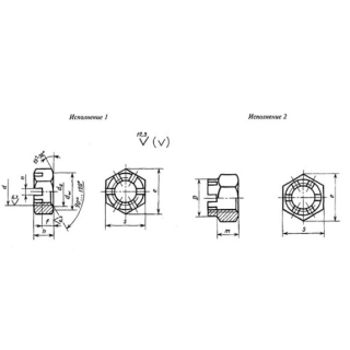 Гайка шестигранная прорезная и корончатая, класс точности А ГОСТ 5932-73 - фото - 1